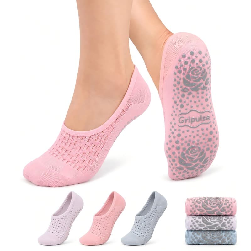 Pilates Socks for Women, Non Slip Grip Socks, Grippy Socks 3 Pack
